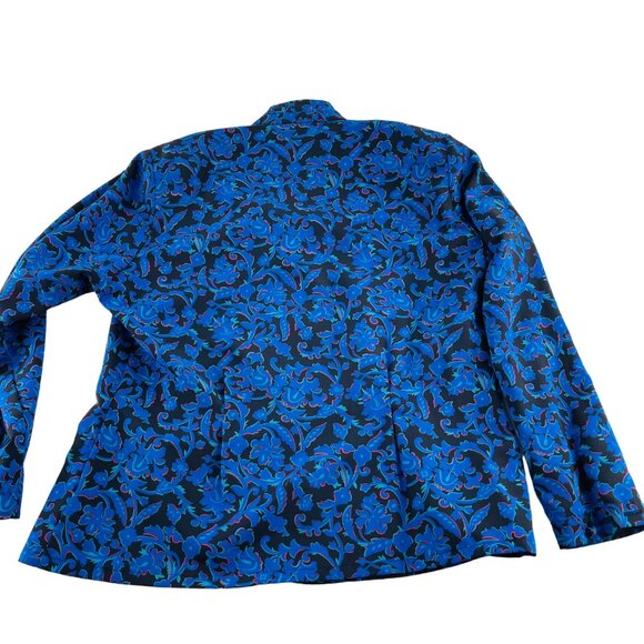 Country Sophisticates By Pendleton Blue Floral Long Sleeve Blouse size 8p - Picture 5 of 5